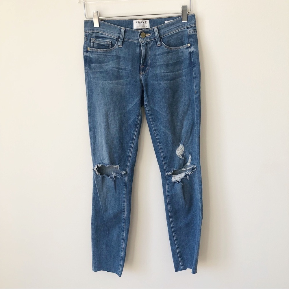 FRAME Le Skinny De Jeanne Distressed Jeans